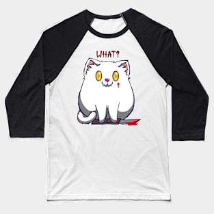 Murder Kittten - White Baseball T-Shirt